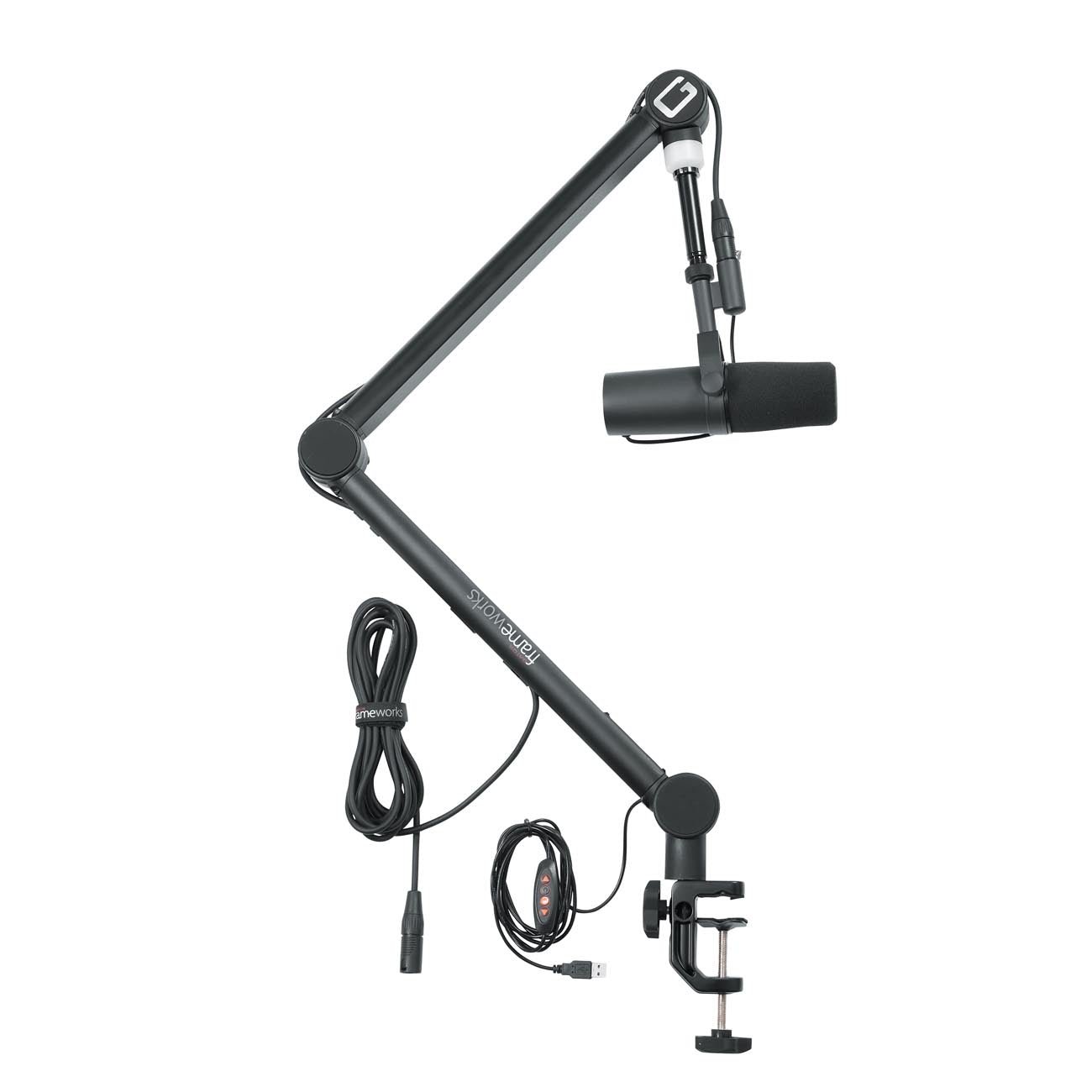 GATOR Frameworks GFWMICBCBM4000 Soporte de micrófono Boom de transmisión profesional con luz LED - Atriles
