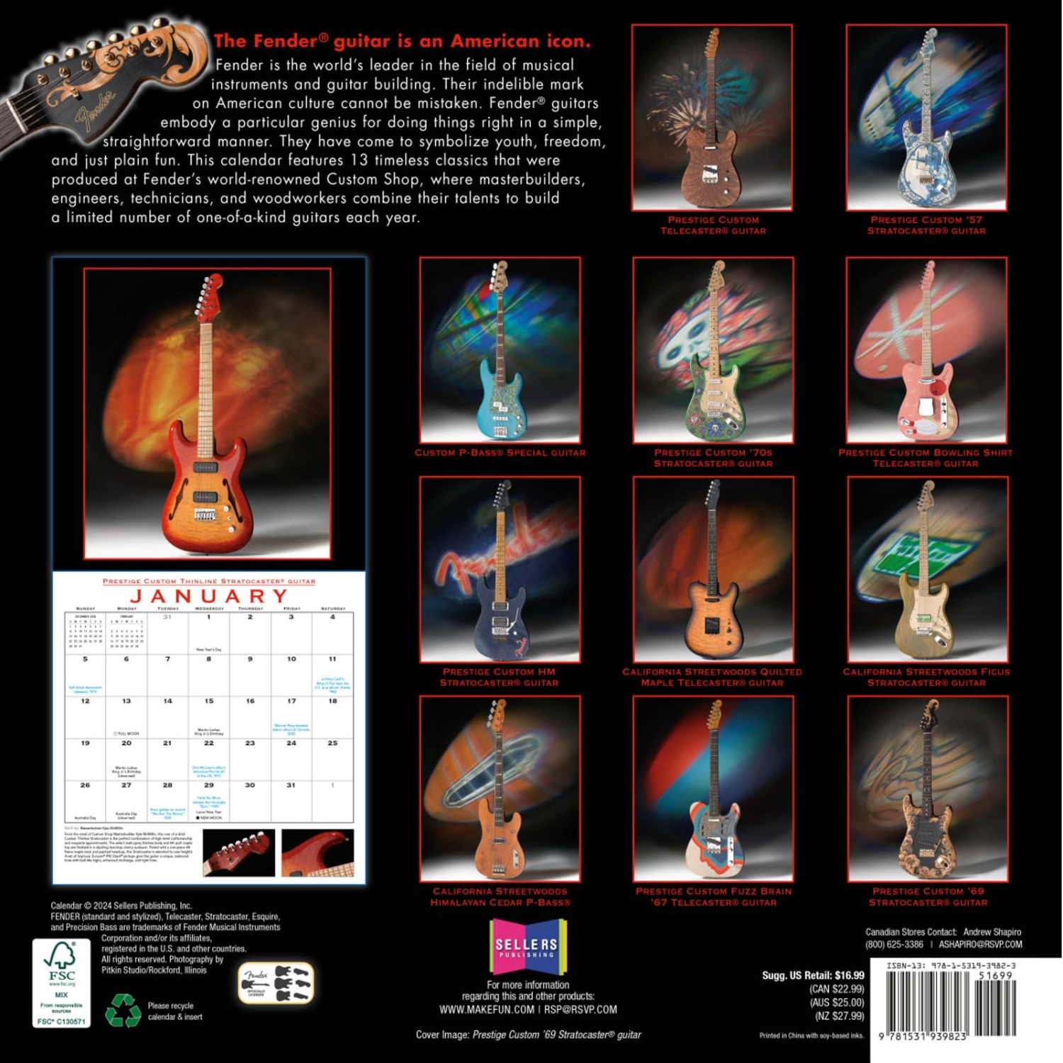 Fender 9190180000 Custom Shop Calendar 2025