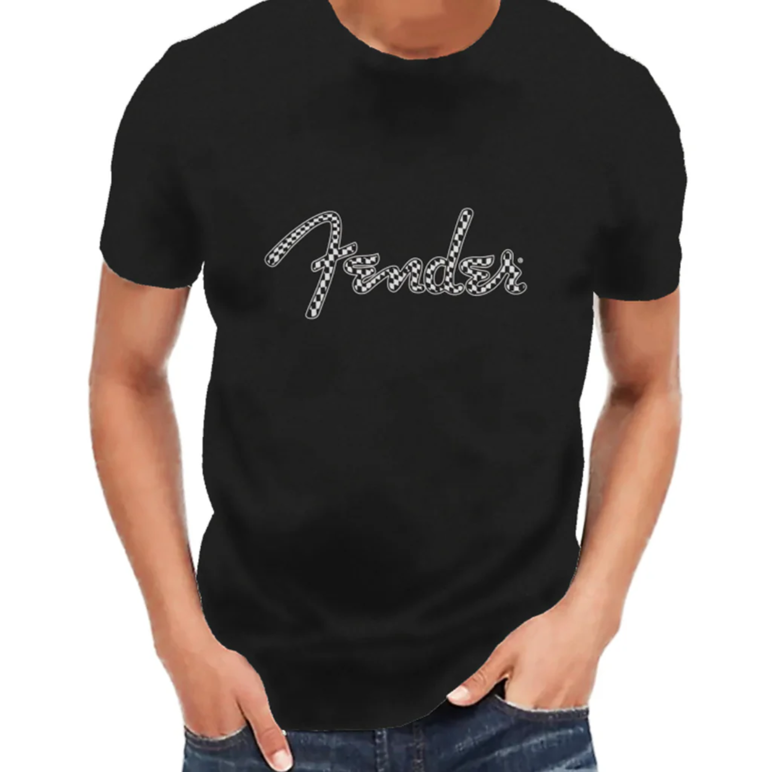 Fender 9192411306 BW Checkerboard Logo Polera. Black  S